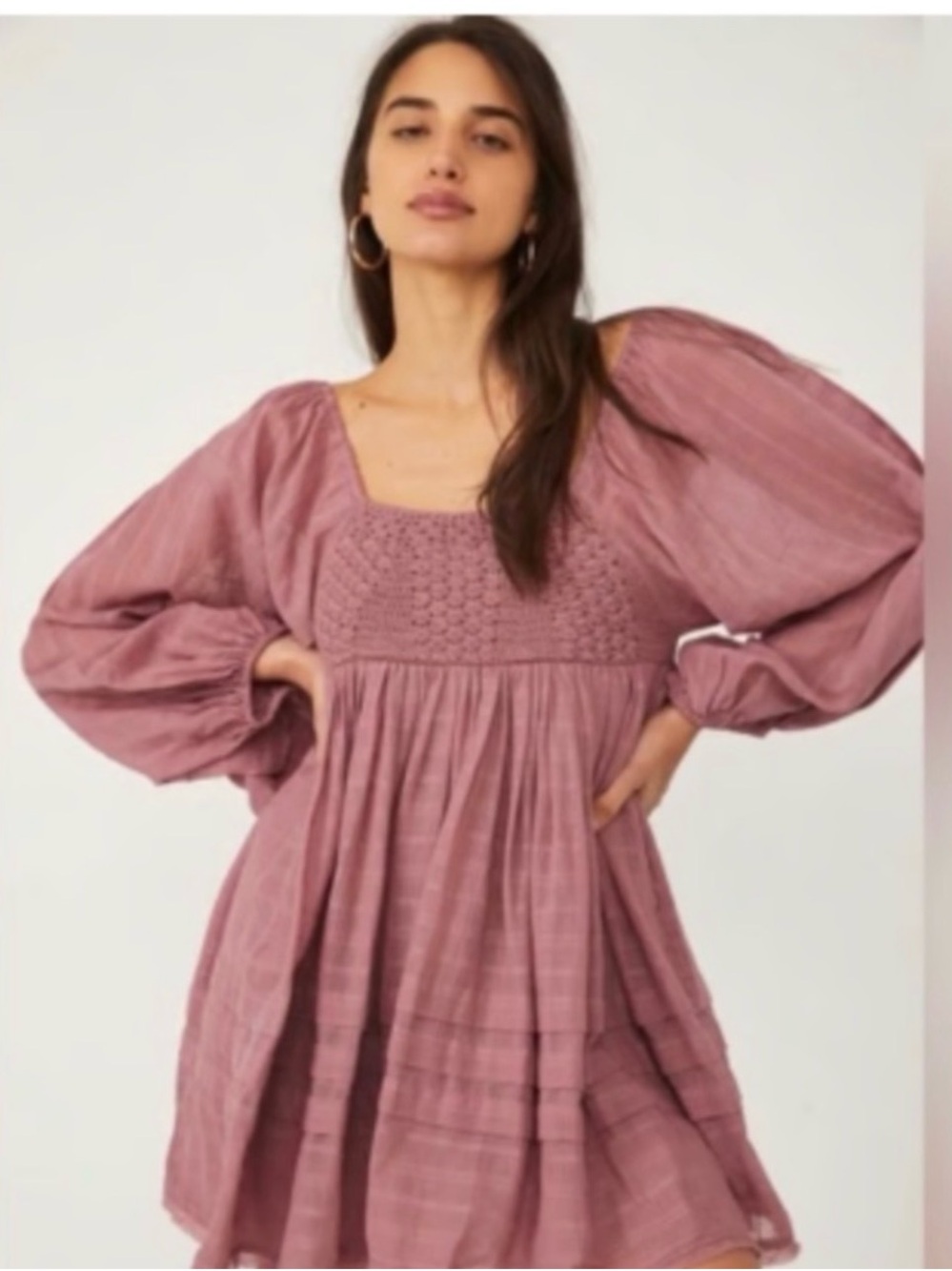 Free People Dusty Rose Smocked Mini Dress